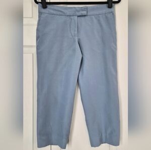 Chloé Wool Silk Cropped Trousers Azur Blue Size 34 Made in France